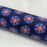 Beschichtete Baumwolle Retro Blumen dunkelblau