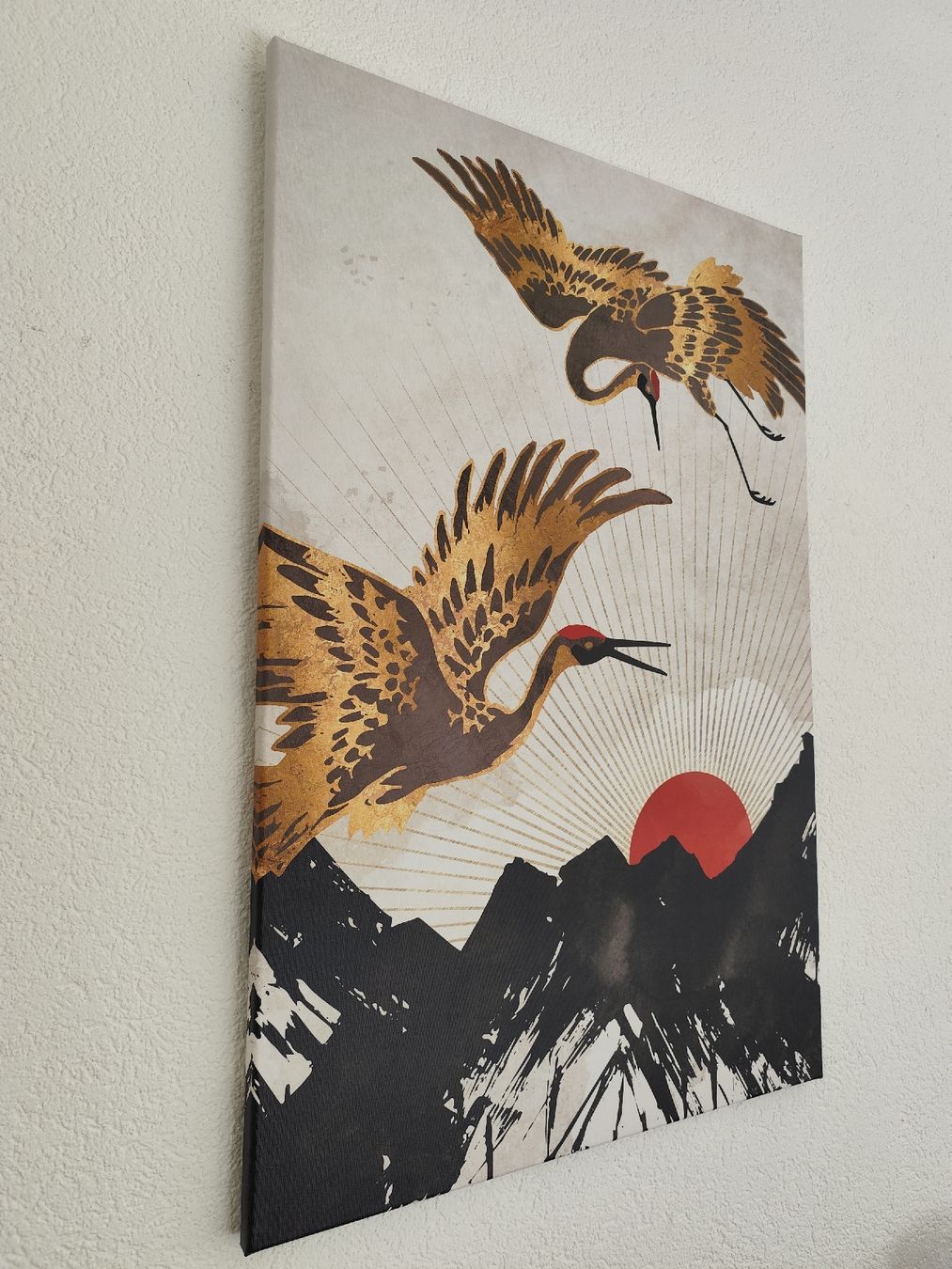 Dipinti: Leinwandbild 90x60 cm Goldene Kraniche – Usato da Luzern venduto da Nfan 1