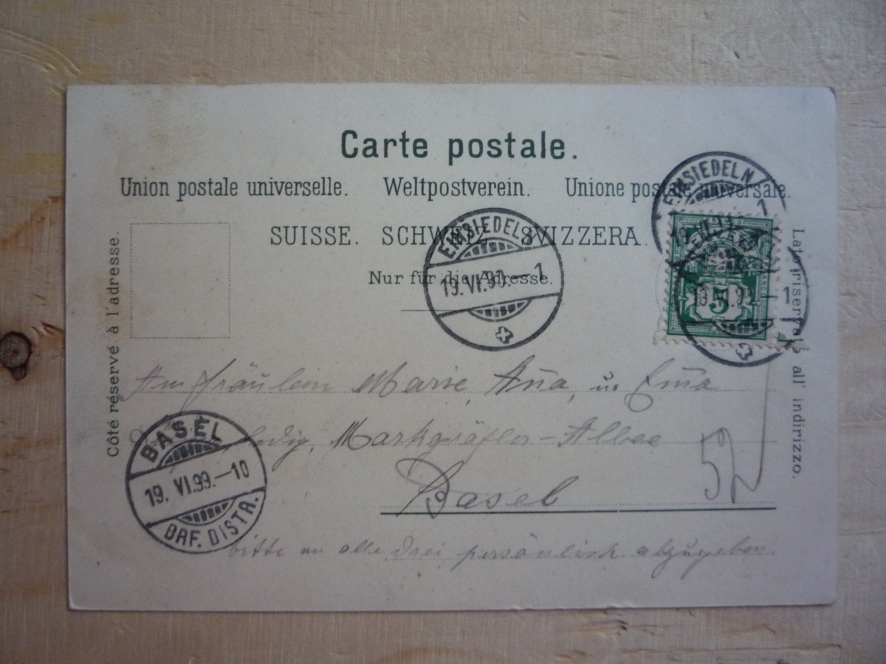 Cartoline postali: Gruss aus Einsiedeln, Litho, 19.VI.98 – Usato da Rieden SG venduto da Brockehuesli 1