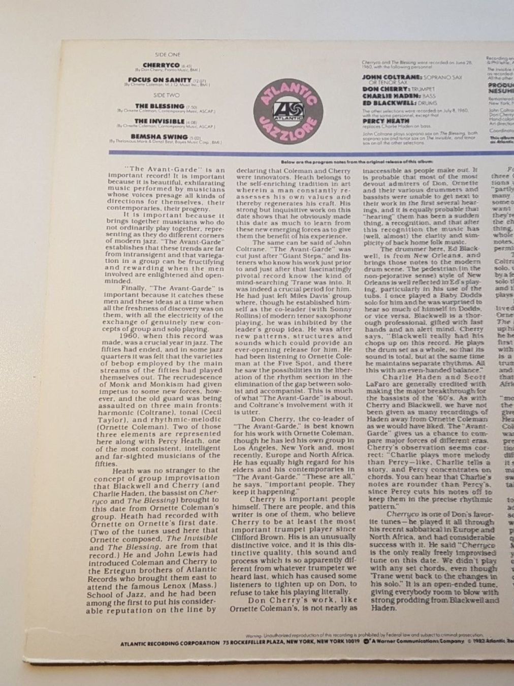 Schallplatten: J. Coltrane & D. Cherry The Avant Garde – Gebraucht aus founex von cetrarese01 1
