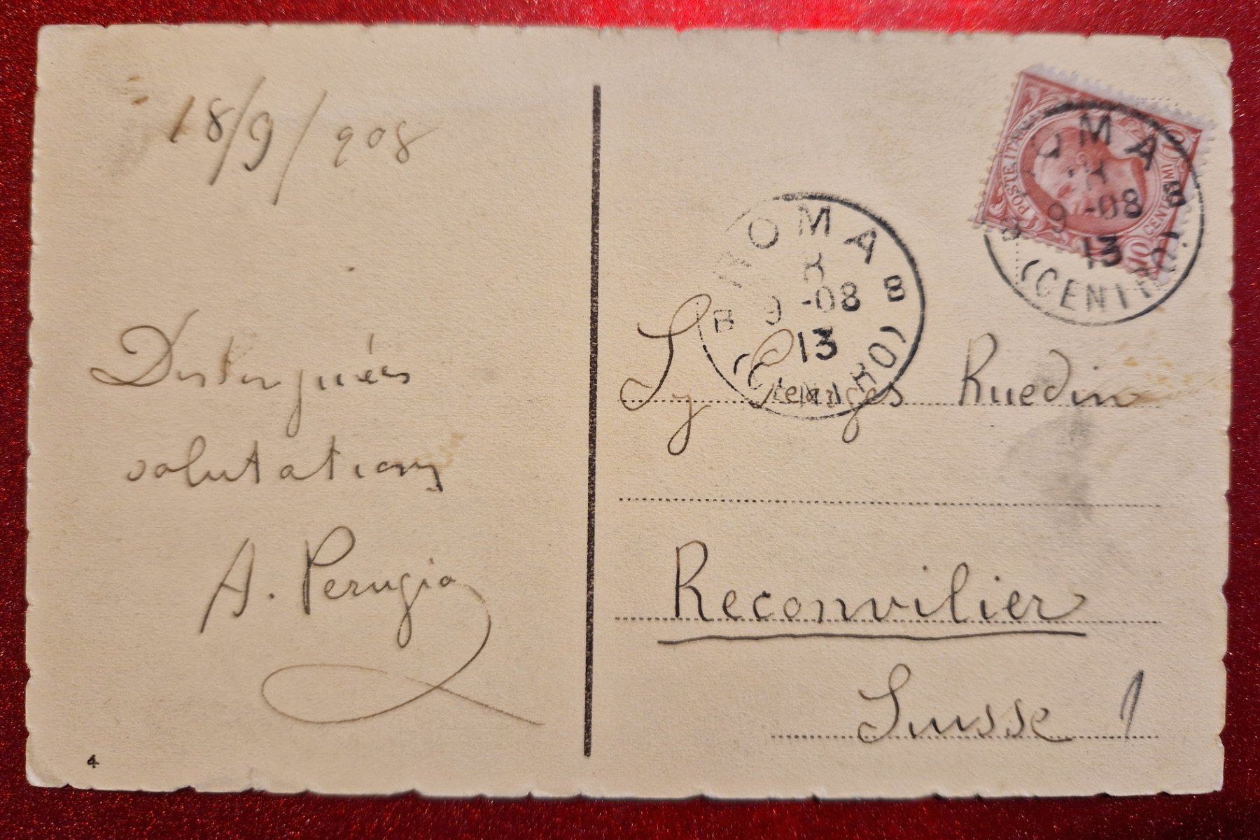 Cartoline postali: Rom, Colosseo, 1908 Top/rar – Usato da Melchnau venduto da Fishel 1