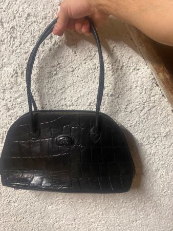 Handtasche Mulberry schwarz Leder Kroko-Optik gebraucht
