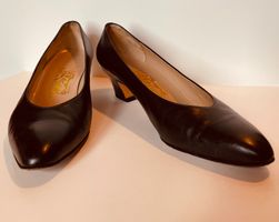 FERRAGAMO Vara block heel pump VINTAGE cuir 9 = 39.5