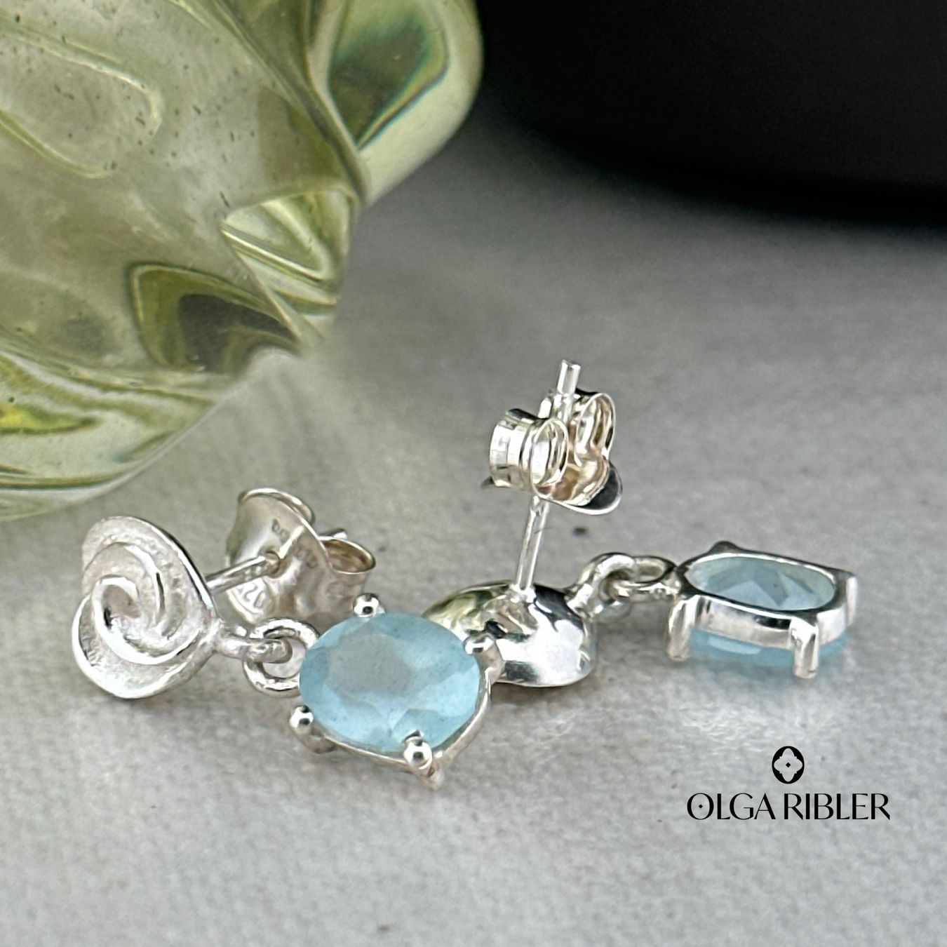 Olga Ribler Orecchini pendenti & Orecchini a lobo: Ohrstecker mit Aquamarin, Silber 925 – Nuovo (secondo la descrizione) da Luzern venduto da Schmuckoutlet 3