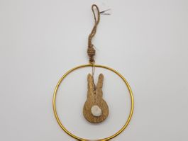 Pesaro Hase Aufhänger Braun Goldig Holz