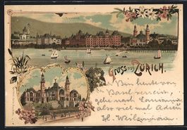 Litho Zürich, Tonhalle und Stadtansicht