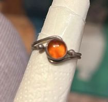 Vintage Silber Ring mit orangem Stein 16mm