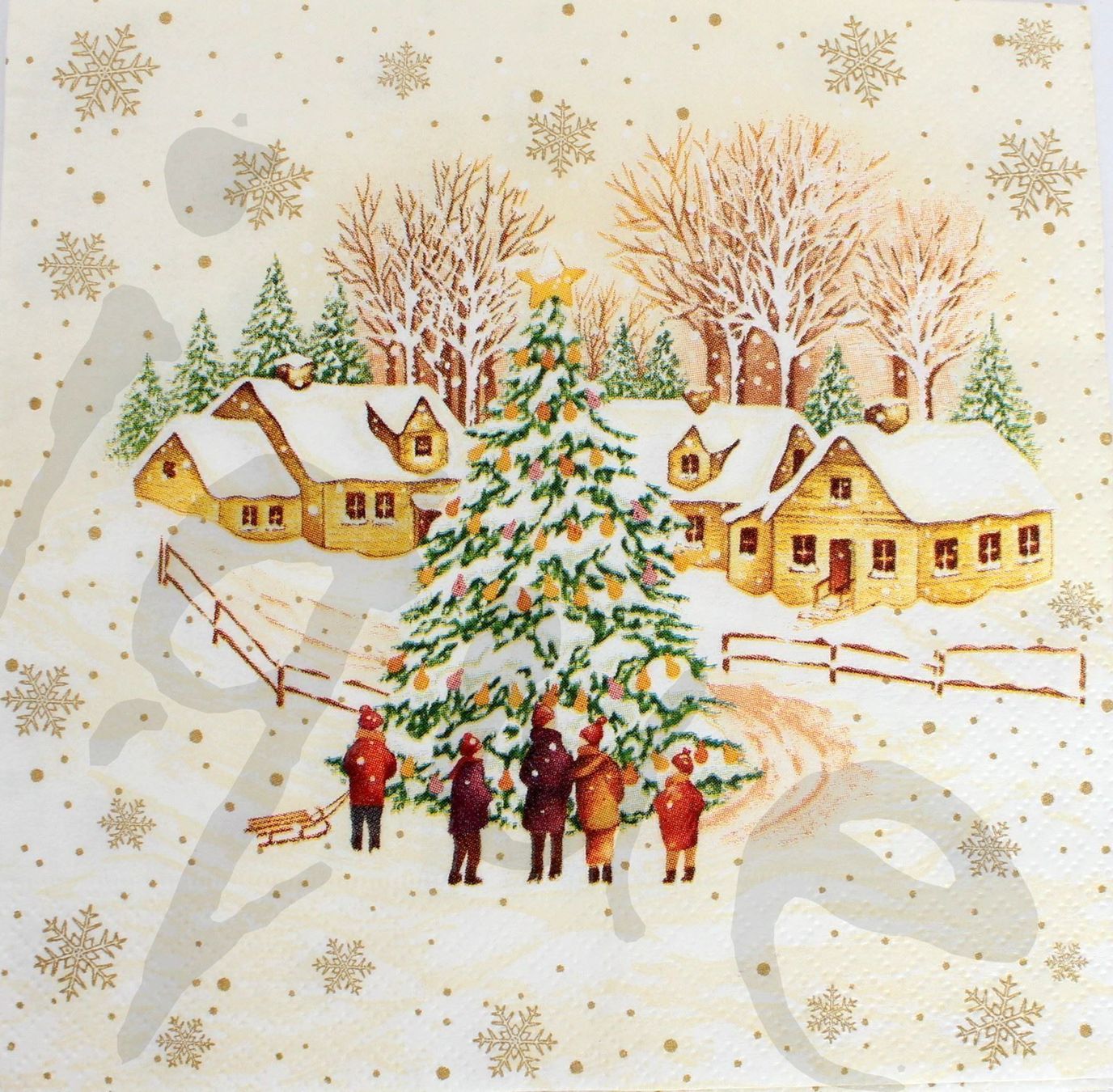 Tovaglioli: Serviette winterdörfli (w270) 2Stk. – Nuovo (secondo la descrizione) da Schlatt TG venduto da kreativ-atelier