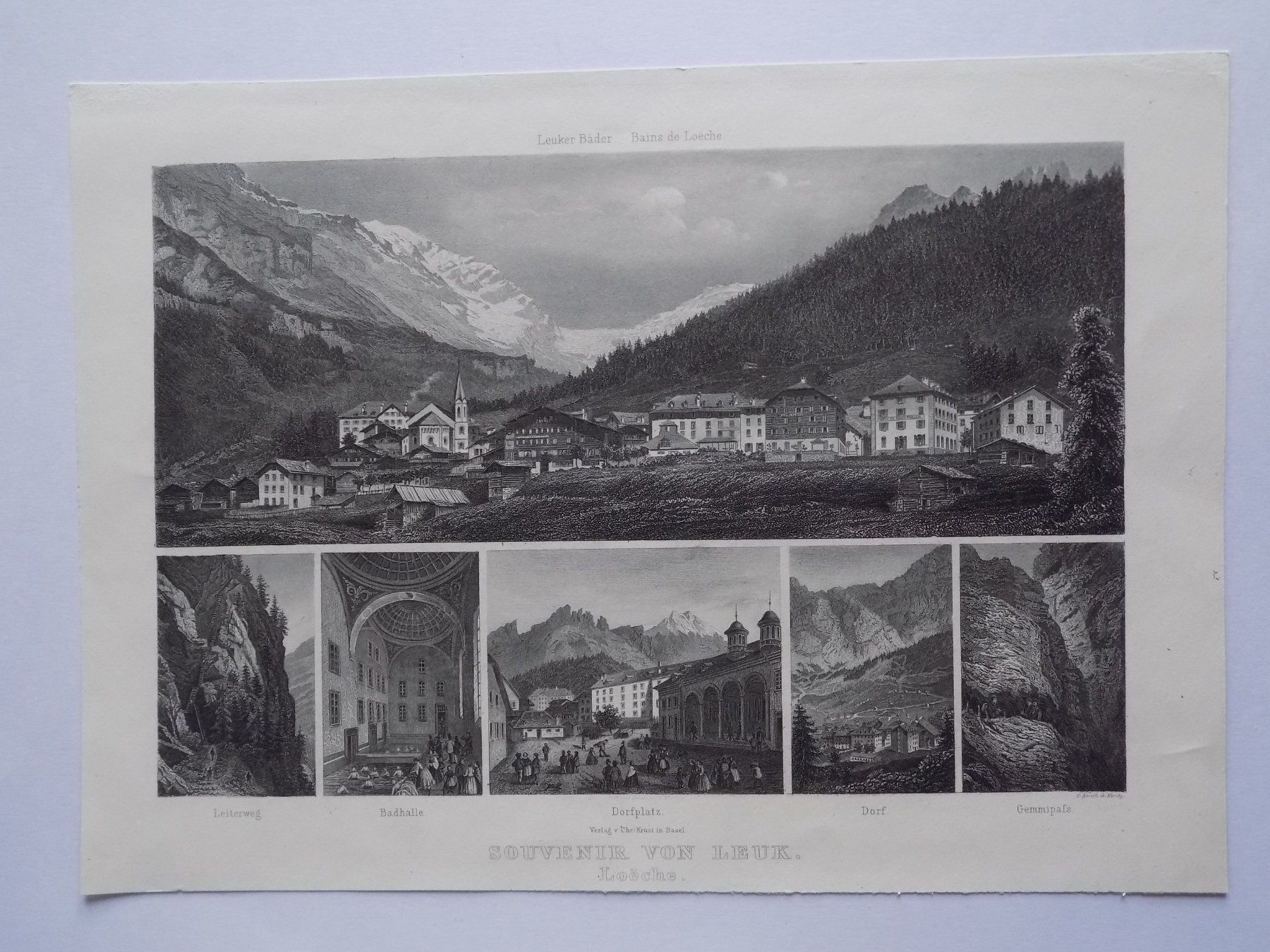 Incisioni: Leuk Souvenir um 1870 – Usato da Risch venduto da Antikfee