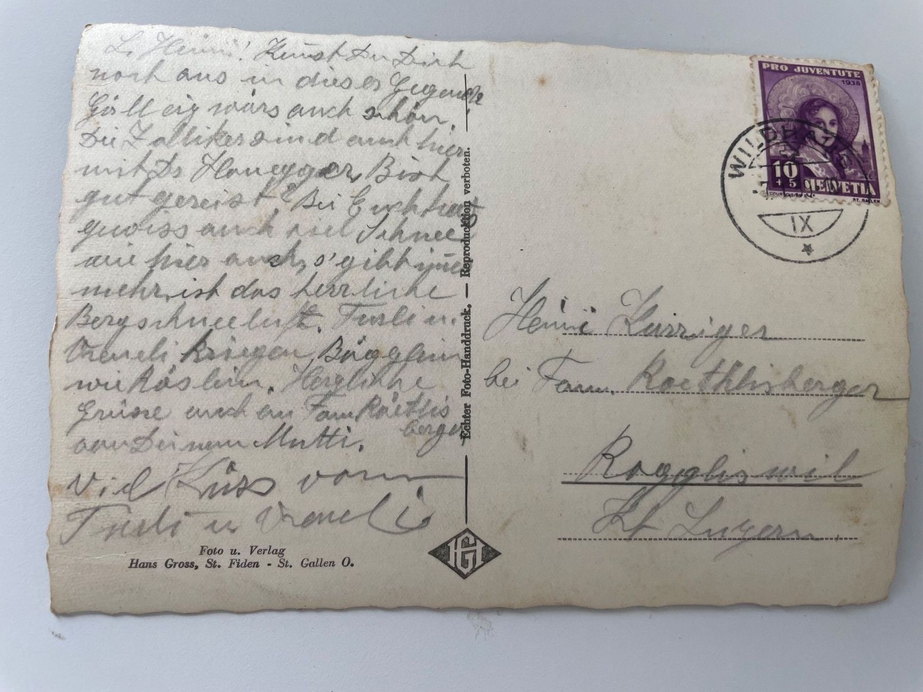 Cartoline postali: Alte Winter Postkarte Berghaus Jltios, ca. 1938 – Usato da Stäfa venduto da riccardinho 1