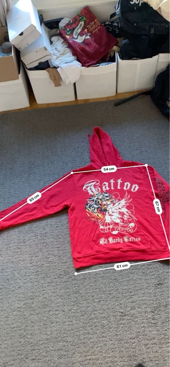 Ed Hardy Maglioni & Felpe: Sweat à capuche Ed Hardy rouge Taille XL – Nuovo (secondo la descrizione) da Genève venduto da eth_6qs6 5