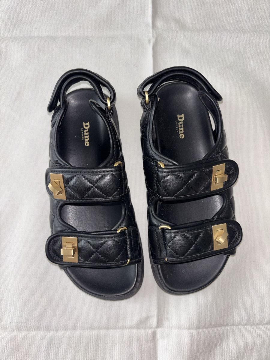 Dune London Scarpe da donna: Dune Black Leather Sandal 37 – Usato da Arlesheim venduto da schnsel 1