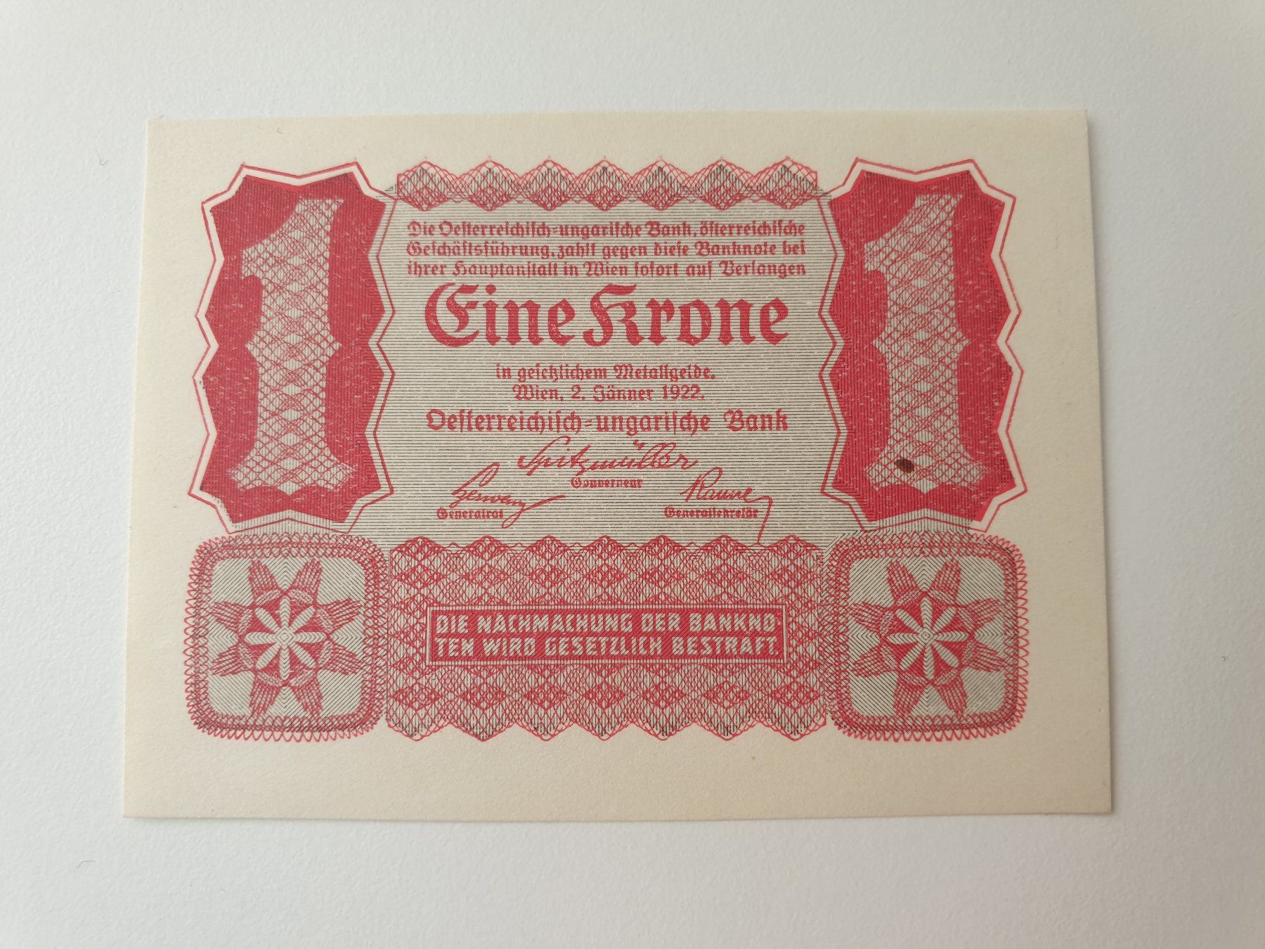 Billets de banque: 🇦🇹 Austria-Hungary 1 Krone 1922 Perfect UNC – D'occasion à Chavannes-Renens par silverismoney