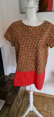 MaxMara Weekend kurzarmige Bluse, Gr. 42, Rot-Olive, Neu