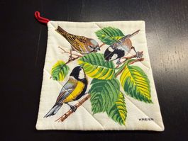 Kreier Topflappen mit Vogelmotiv, Vintage, Top Zustand!