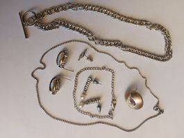 Schmuck Konvolut Kette Ohrringe Modeschmuck 8 Teile guter...