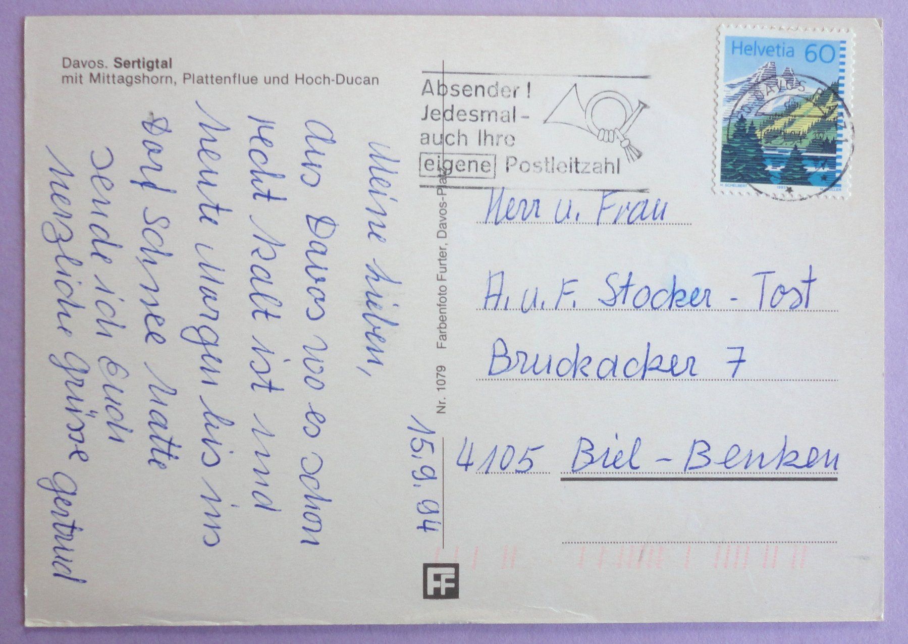 Cartoline postali: Davos, Sertigtal – Difettoso da Fétigny venduto da Billy2miny 1