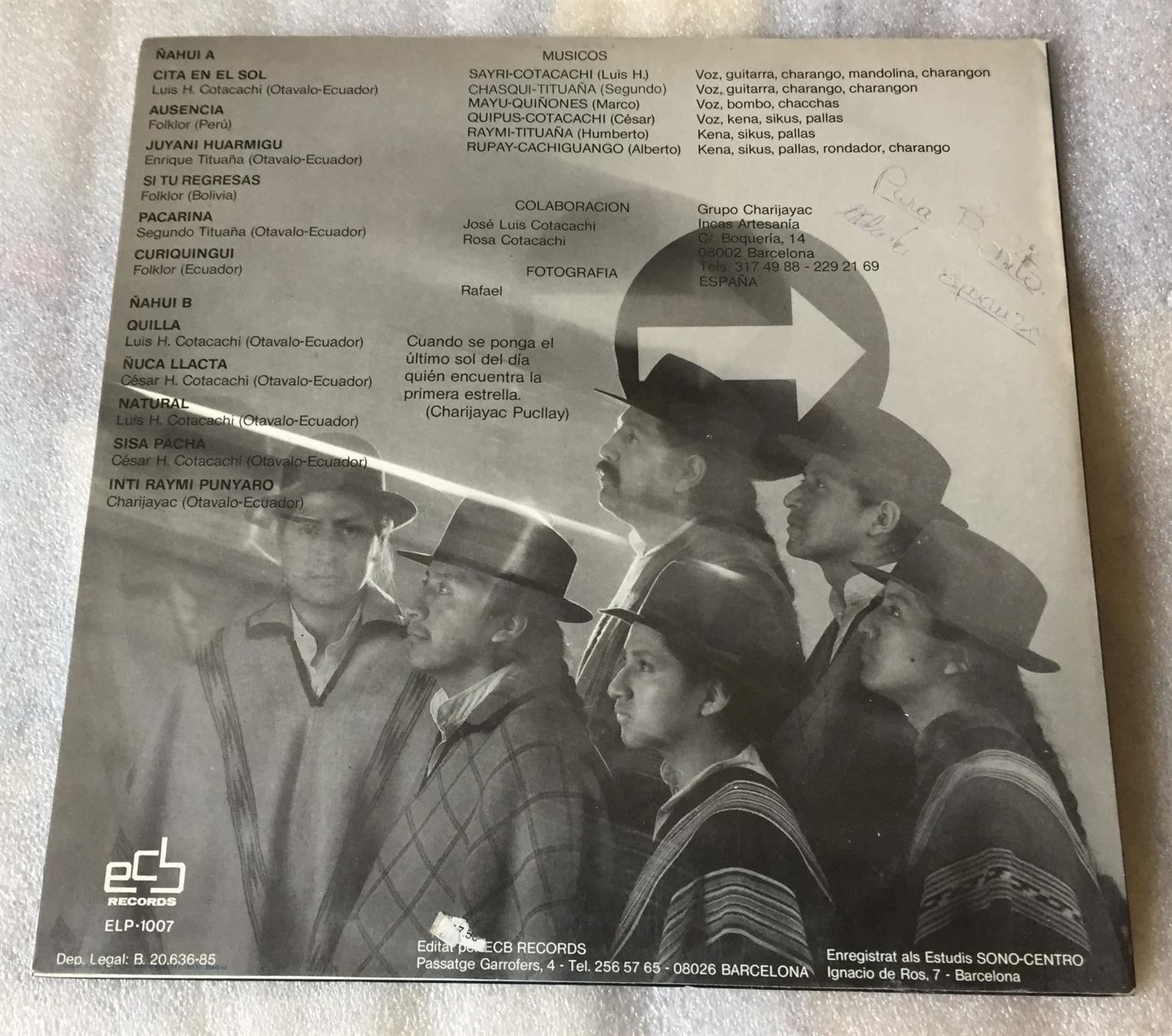 Dischi in vinile: Charijayac - Cita en el sol Vinyle Rare – Usato da Genève venduto da Cockattoo 1