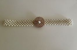 Elastischer Perlen-Gürtel mit Strass Schmucksteinen,  neu