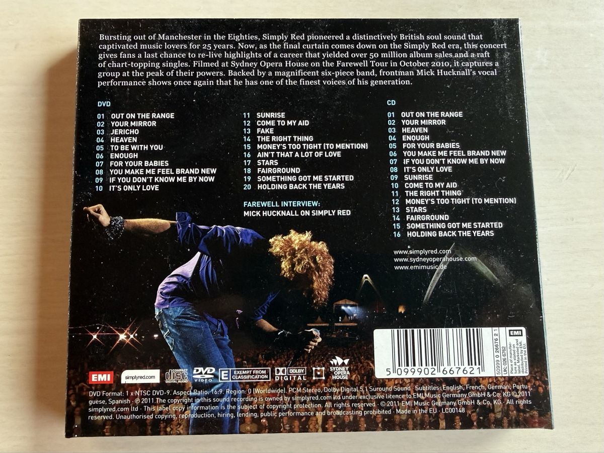 CD: Simply Red - Farewell Live, Sydney 2CD/DVD – Usato da Oberried Brienz venduto da Chyara 1