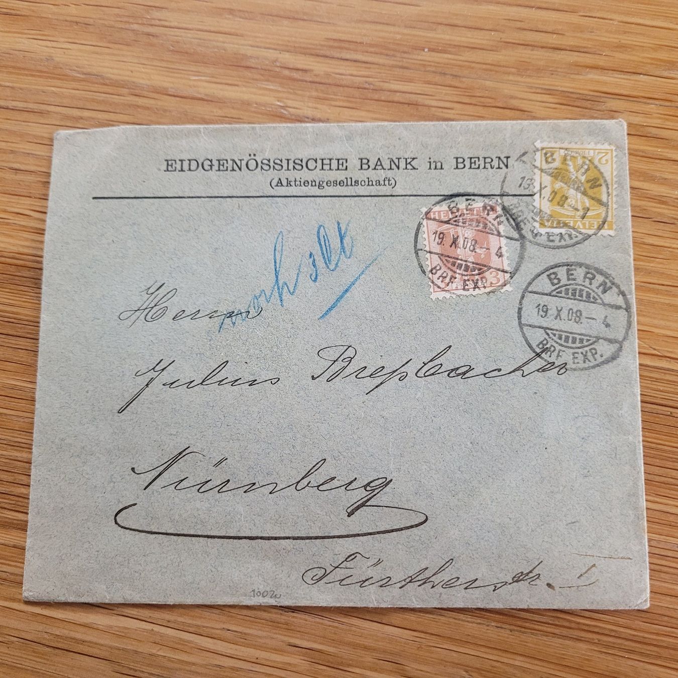 Tutti i francobolli: Dokument Bank Bern 1909 – Usato da Biel/Bienne venduto da Destockweb