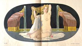 Adolf Münzer, Das Bad, Erotik, Jugendstil, 1916, Farbgrafik