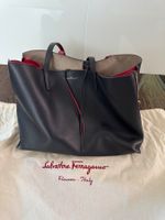 Salvatore Ferragamo Black Leather Tote with Pouch