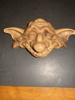 Masque mural gobelin en terre cuite vintage - pièce unique o