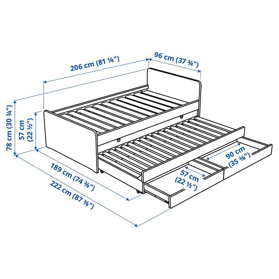 Ikea Letti: IKEA SLÄKT Bed frame with underbed and storage, 90x200 – Usato da Zürich venduto da agn_w7nt 1