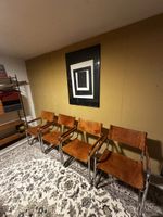 4 Stk. Freischwinger Leder Chrom Design Klassiker Sessel