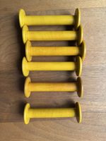 6 gelbe Holzspulen, Vintage, Deko, Basteln
