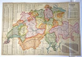Antike Landkarte der Schweiz von 1912 auf Leinwand