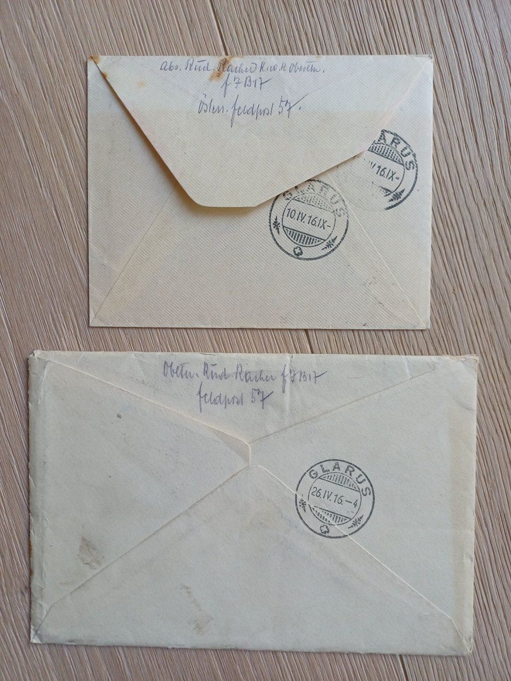 Tutti i francobolli: 1916 Glarus - 2x Feldpostbrief - Feldjäger Batallion Nr.17 – Usato da Beringen venduto da Goeppeli 3