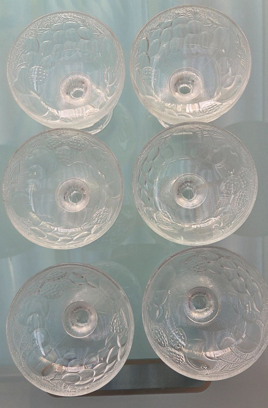 Bicchieri: 6 Dessertschalen Glas Fruchtmuster – Usato da Pratteln venduto da Barfuss999