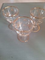 Elegante vintage Dessertgläser mit Goldrand, 3 Stück