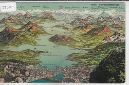 Vierwaldstättersee - Luzern - Panorama - Litho