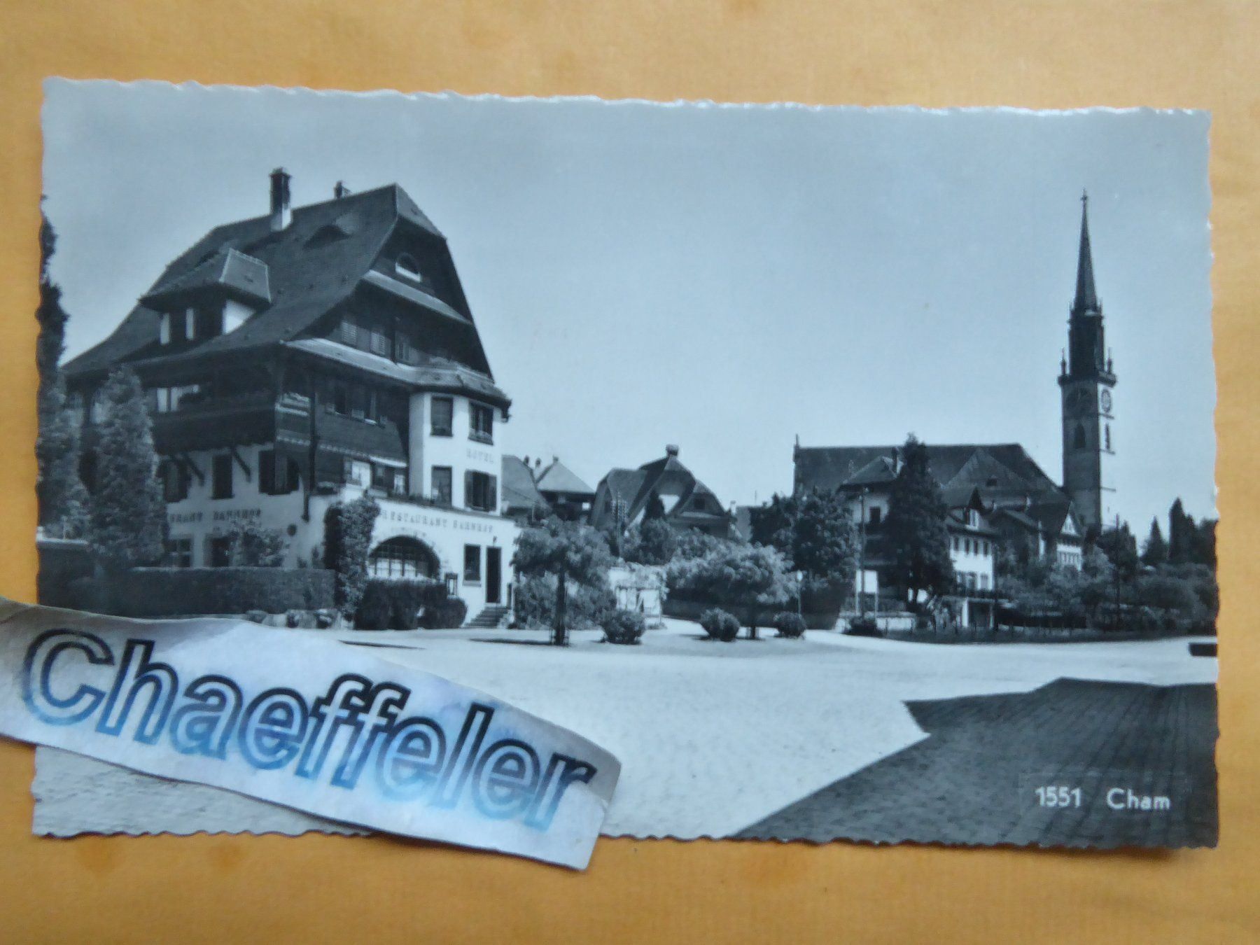 Cartoline postali: 1551 Cham  1945 – Usato da Zürich venduto da Chaeffeler