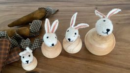 Osterhasen aus Holz und Filz, Oster und Frühlings Dekoration