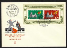 1955, W35, FDC gestempelt AVENCHES-Ausgabetag (14325)