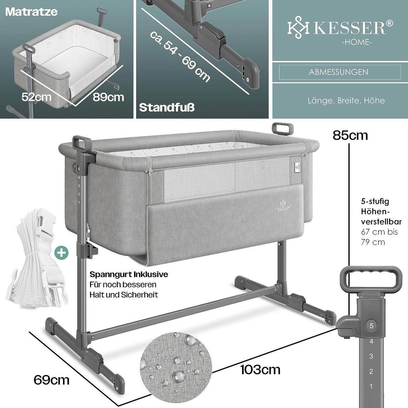 Letti per bambino & Letti da viaggio: KESSER 3in1 Kinderbett Hellgrau – Nuovo e nell'imballaggio originale da Bottighofen venduto da zaap 6
