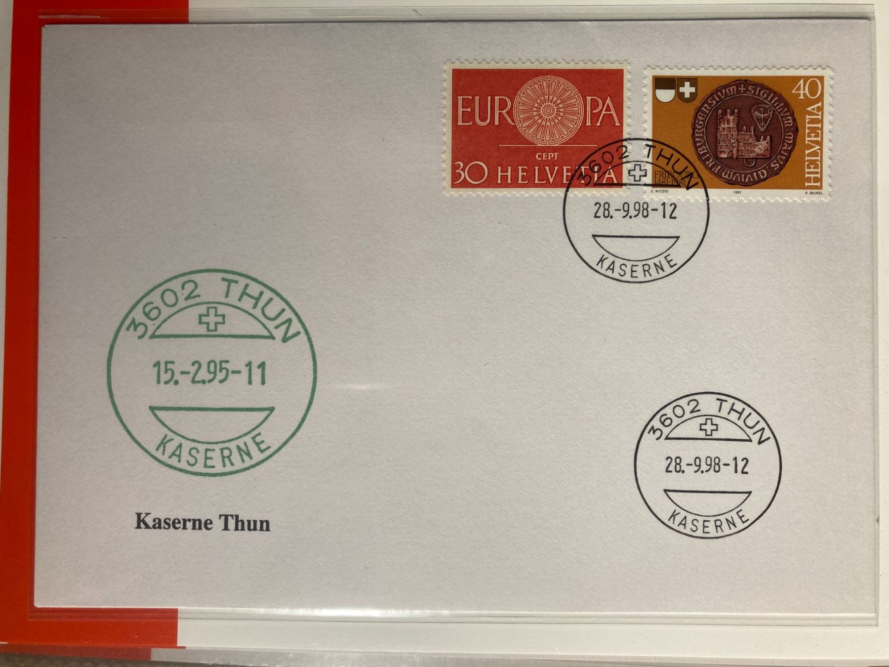 Alle Briefmarken: Schweiz 1998 Feldpostbrief Kaserne Thun – Gebraucht aus Liestal von schnueps