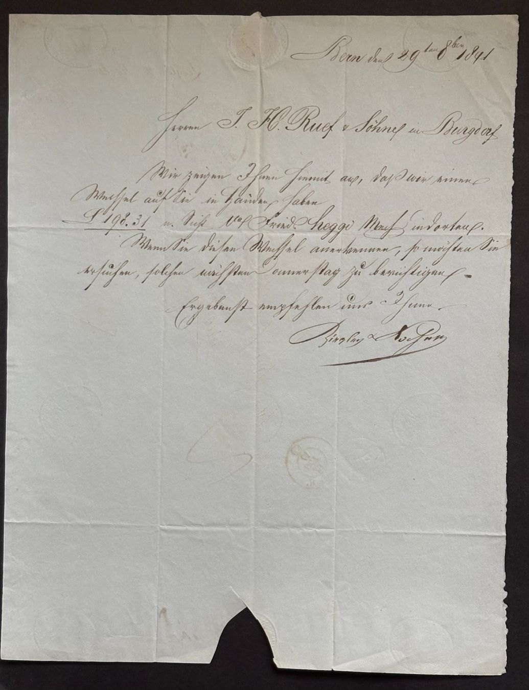 Documenti: HISTORISCHES HANDSCHRIFTLICHES DOKUMENT VON 1841 – Usato da Ostermundigen venduto da wini63 1