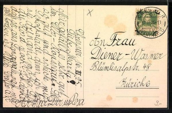 Ansichtskarten: Cressier, Institut CLOS-ROUSSEAU, circulée 1925 – Gebraucht aus Frauenfeld von POML 1