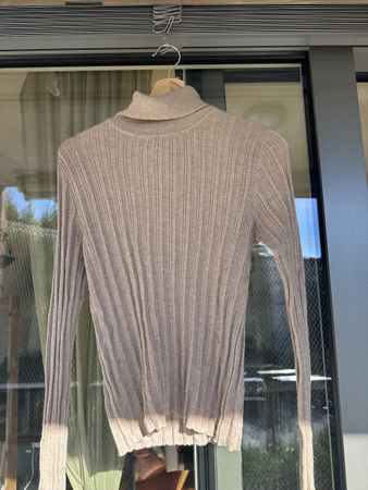 Pull col roulé marron