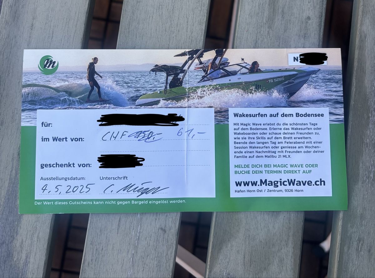 Buoni: Gutschein Magic Wave Wakesurf – Usato da Rorschach venduto da mko_m759 1