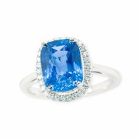 5.02ct unbehandelter Saphir Ring 14k Weissgold