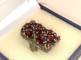 Vintage 925er Silber Ring mit Granate, Markasiten Top