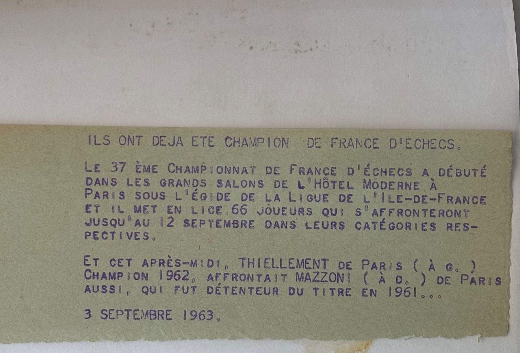 Poster & Bilder: Robert Cohen/AGIP - Schach, Frankreich – Gebraucht aus Frauenfeld von Merk52 1