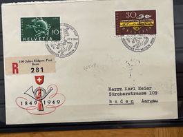 Brief eingeschrieben 1943, 100 Jahre Post, Bern