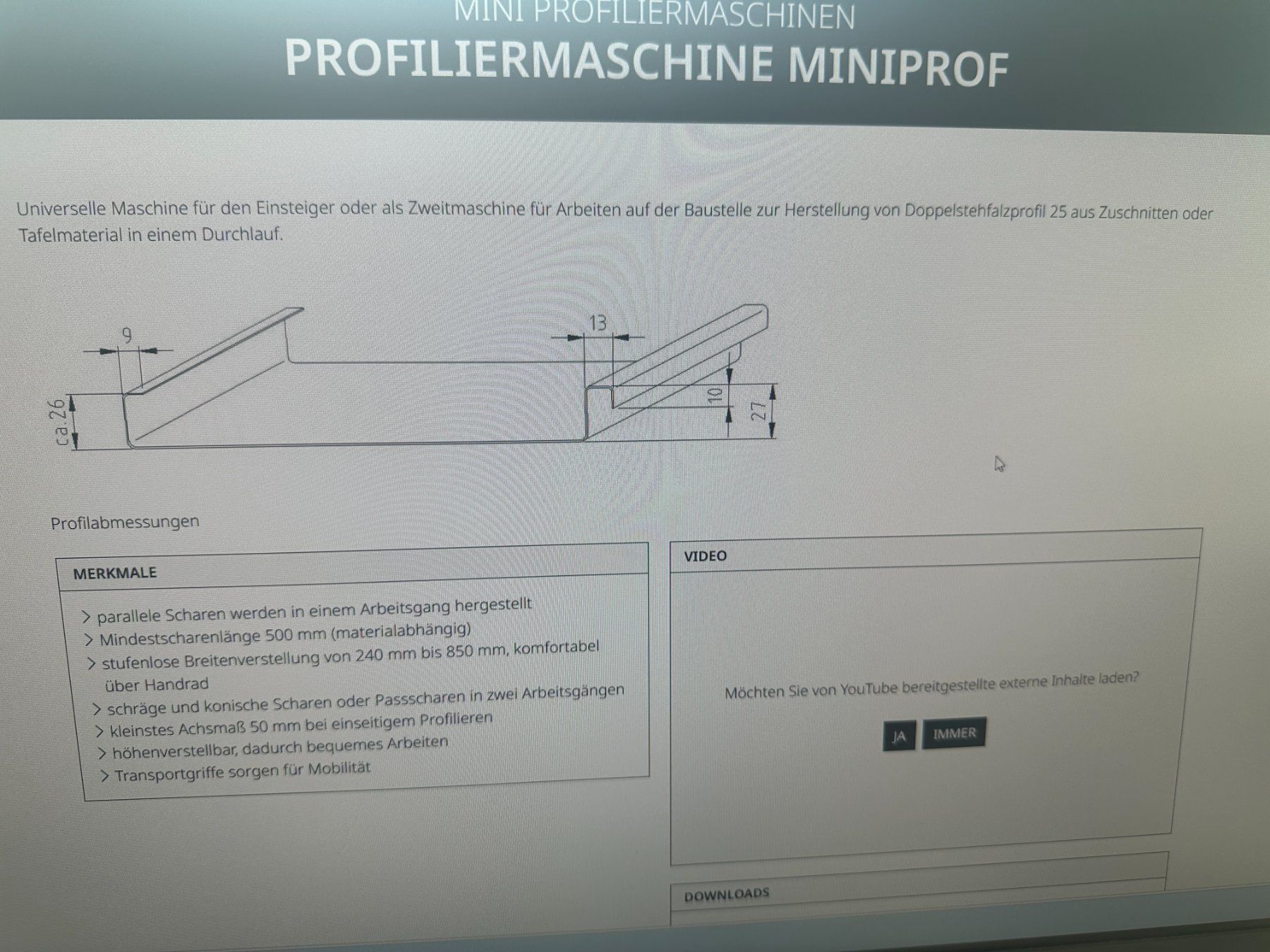 Tutte le macchine: Profiliermaschine Schlebach Mini Prof – Usato da Einsiedeln venduto da foehnspenglereiag 5
